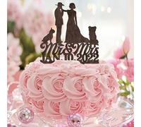 Karen's Cake Toppers Décoration de gâteau d'anniversaire avec inscription « Mr And Mrs Brown » en acrylique noir