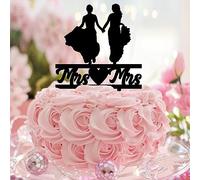 Karen's Cake Toppers Décoration de gâteau d'anniversaire avec monogramme « Love Is Love » en acrylique pour fiançailles et anniversaire Noir