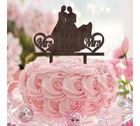 Karen's Cake Toppers Décoration de gâteau de mariage avec 2 silhouettes de mariées et 2 femmes en bois