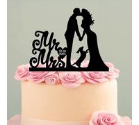Karen's Cake Toppers Décoration de gâteau de mariage en acrylique Motif teckel et chien pour marié