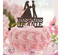 Karen's Cake Toppers Décoration de gâteau de mariage en bois Motif 2 mariées LGBTQ