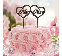 Karen's Cake Toppers Décoration de gâteau de mariage Mr And Mrs pour future mariée et marié - Bois marron