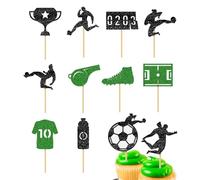 Karen's Cake Toppers Décoration de gâteau en 2D Motif football 2D Drapeaux de cupcakes Sports - Pour jeux scolaires, célébrations, événements, anniversaires, hommes, garçons, fans