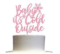 Karen's Cake Toppers Décoration de gâteau en acrylique avec paillettes bleues Inscription Baby It's Cold Outside