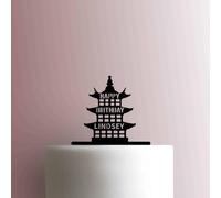 Karen's Cake Toppers Décoration de gâteau en acrylique Motif château japonais Rose 15,2 cm de largeur