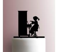 Karen's Cake Toppers Décoration de gâteau en acrylique Motif enfant avec piano Marron 17,8 cm