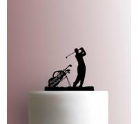 Karen's Cake Toppers Décoration de gâteau en acrylique Motif golf Inscription Happy Birthday Age Rouge 17,8 cm de largeur