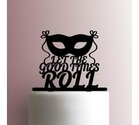 Karen's Cake Toppers Décoration de gâteau en acrylique Motif masque de mascarade Inscription Let The Good Times Roll Fuchsia 17,8 cm de large