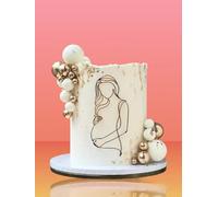 Karen's Cake Toppers Décoration de gâteau en acrylique Motif silhouette de femme enceinte Miroir acrylique Doré 2 mm
