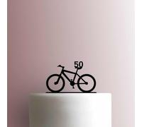 Karen's Cake Toppers Décoration de gâteau en acrylique Motif vélo de montagne Jaune 12,7 cm de largeur