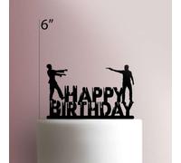 Karen's Cake Toppers Décoration de gâteau en acrylique Motif zombie Inscription Happy Birthday Rose 15,2 cm
