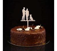 Karen's Cake Toppers Décoration de gâteau en bois avec silhouette de chien et de chat Motif Mr & Mr