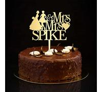Karen's Cake Toppers Décoration de gâteau en bois avec silhouette de deux mariées et inscription « Mrs and Mrs » 15,2 cm