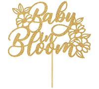 Karen's Cake Toppers Décoration de gâteau en forme de bébé en fleurs Doré à paillettes