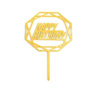 Karen's Cake Toppers (HP8) Décoration de gâteau d'anniversaire en acrylique Doré