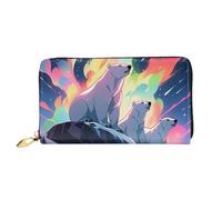 KARFPP Portefeuille rectangulaire de qualité supérieure à imprimé écossais - Luxueux, tendance et fonctionnel - Cadeau pour toutes les occasions, Ours polaire Northern Lights, Taille unique
