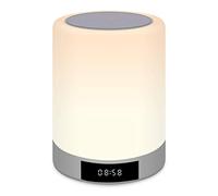 KARFRI Lumière de réveil à gradation du robinet, alarme lumineuse, haut-parleur Bluetooth mains libres Intelligent, atmosphère colorée, veilleuse, réveil FM