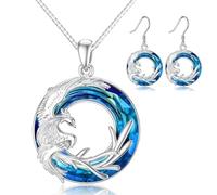 Karfri Nirvana De Bijoux Pendentifs en Cristal De Phoenix Ma Flamme Intérieure Brûle Plus Lumineuse Que Les Flammes Autour De Moi-Collier en Cristal De Phoenix-Necklace+Earrings