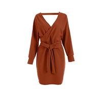 KARFRI Robe tricotée pour Femme Automne Sexy décontractée à Manches Longues élégante Robe Pull pour Femme (Couleur : Bleu Clair, Taille : M) (Marron Clair XXL)