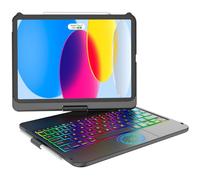 KARFUN Clavier pour iPad 10/11 Ème Generation (10,9" 2022/11" A16 2025), Housse de Protection Rotative à 360° avec Porte-Stylet, étui avec Clavier Trackpad Rétro-éclairé (Noir)