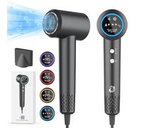 KARFUN Sèche-cheveux ionique,110,000 RPM HD Display Professional High-Speed Motor for Fast Drying,200 Million Low-Noise Plasma Thermo Control Hair Dryer with Magnetic Nozzle (F02 Gris)
