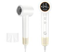 KARFUN Sèche-cheveux ionique,110,000 RPM HD Display Professional High-Speed Motor for Fast Drying,200 Million Low-Noise Plasma Thermo Control Hair Dryer with Magnetic Nozzle (Blanc)