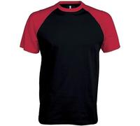 Kariban Base Ball > T-Shirt Bicolore Manches Courtes - Black/Red, XL, Unisexe