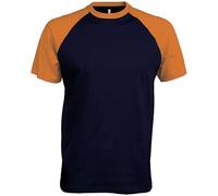 Kariban Base Ball > T-Shirt Bicolore Manches Courtes - Navy/Orange, XXL, Unisexe