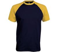 Kariban Base Ball > T-Shirt Bicolore Manches Courtes - Navy/Yellow, XXL, Unisexe