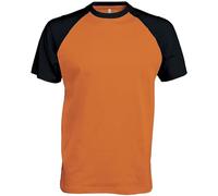 Kariban Base Ball > T-Shirt Bicolore Manches Courtes - Orange/Black, L, Unisexe