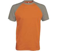 Kariban Base Ball > T-Shirt Bicolore Manches Courtes - Orange/Light Grey, XL, Unisexe