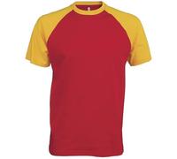 Kariban Base Ball > T-Shirt Bicolore Manches Courtes - Red/Yellow, 3XL, Unisexe