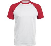Kariban Base Ball > T-Shirt Bicolore Manches Courtes - Rouge-Blanc, XL, Unisexe