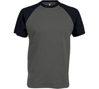 Kariban Base Ball > T-Shirt Bicolore Manches Courtes - Slate Grey/Black, XL, Unisexe