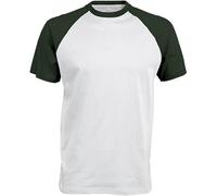 Kariban Base Ball > T-Shirt Bicolore Manches Courtes - White/Forest Green, XL, Unisexe