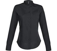 Kariban Chemise COL Mao Manches Longues Femme - Noir, M, Femme