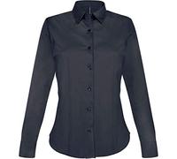 Kariban Chemise Manches Longues Coton/ÉLASTHANNE Femme - Noir, M, Femme