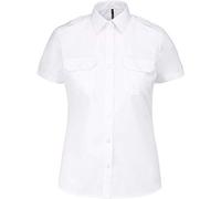 Kariban Chemise Pilote Manches Courtes Femme - Blanc, XL, Femme