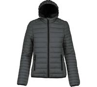 Kariban Femme Veste matelassée légère à capuche PC3407 (XL) (Gris foncé chiné)