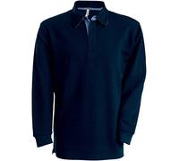 Kariban French Rib > Polo CÔTELÉ Manches Longues - Navy/Jean, XL, Homme