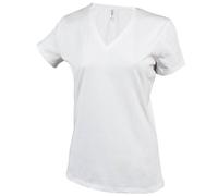 Kariban T-Shirt à col en V pour Femme, Blanc., L