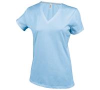Kariban - T-Shirt à Manches Courtes et col en V - Femme (L) (Bleu Ciel)