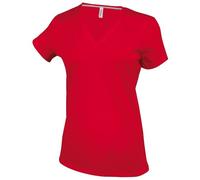Kariban - T-Shirt à Manches Courtes et col en V - Femme (L) (Rouge)