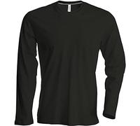 Kariban T-Shirt à Manches Longues Col Rond T-Shirt, Facile körperbetont,Noir,L