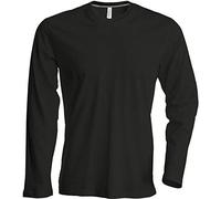 Kariban T-Shirt à Manches Longues Col Rond T-Shirt, Facile körperbetont,Noir,M