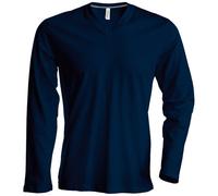 Kariban T-Shirt à Manches Longues et col en V Coupe cintrée pour Homme (4XL) (Bleu Marine)