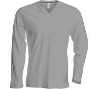 Kariban T-Shirt à Manches Longues et col en V Coupe cintrée pour Homme (4XL) (Gris)