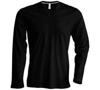 Kariban T-Shirt à Manches Longues et col en V Coupe cintrée pour Homme (L) (Noir)