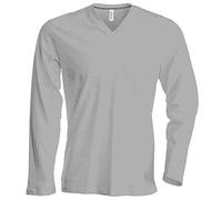 Kariban T-Shirt à Manches Longues et col en V Coupe cintrée pour Homme (XL) (Gris)