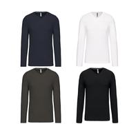 Kariban T-shirt à manches longues (k358) à col en v pour homme - tee casual en c
